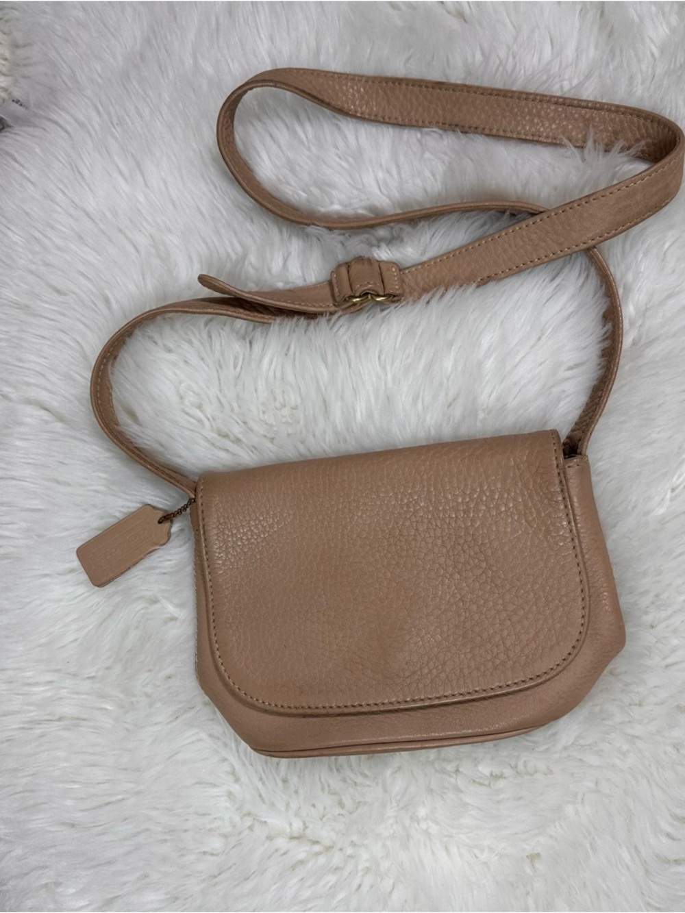 Coach Pebbled Leather Crossbody Bag in Taupe/VINTAGE